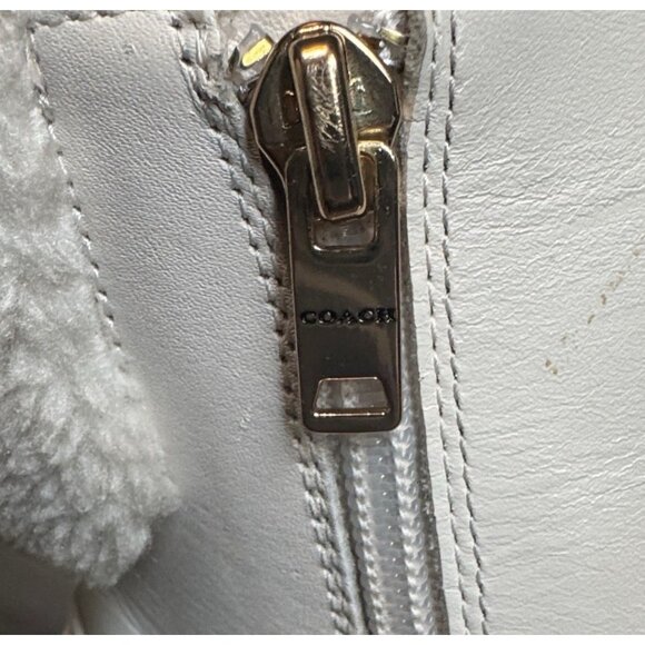 COACH Women’s White Leather Jill Booties Size 8 Block Heel Winter Ankle Boots - Picture 10 of 13